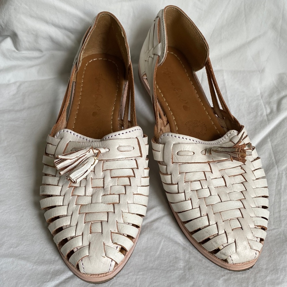 White leather huarache sandal